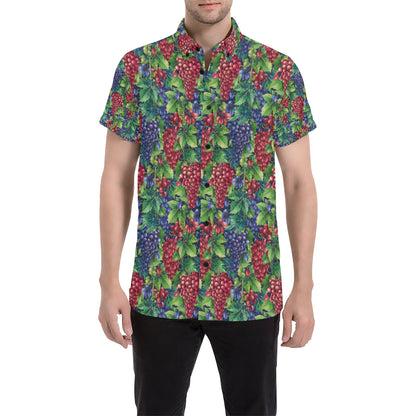 Grape Pattern Print Design GP02 Men's Short Sleeve Button Up Shirt