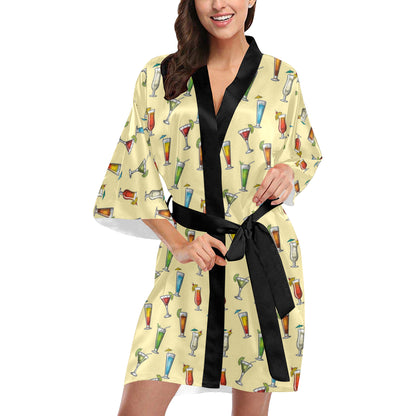 Cocktail Pattern Print Design 02 Women's Short Kimono