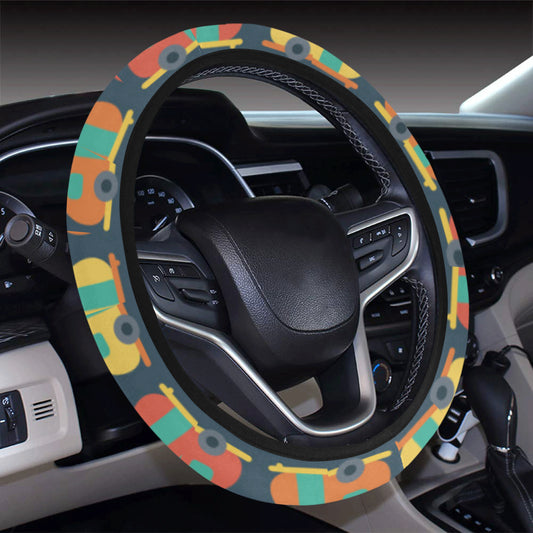 Camper Pattern Print Design 02 Steering Wheel Cover with Elastic Edge