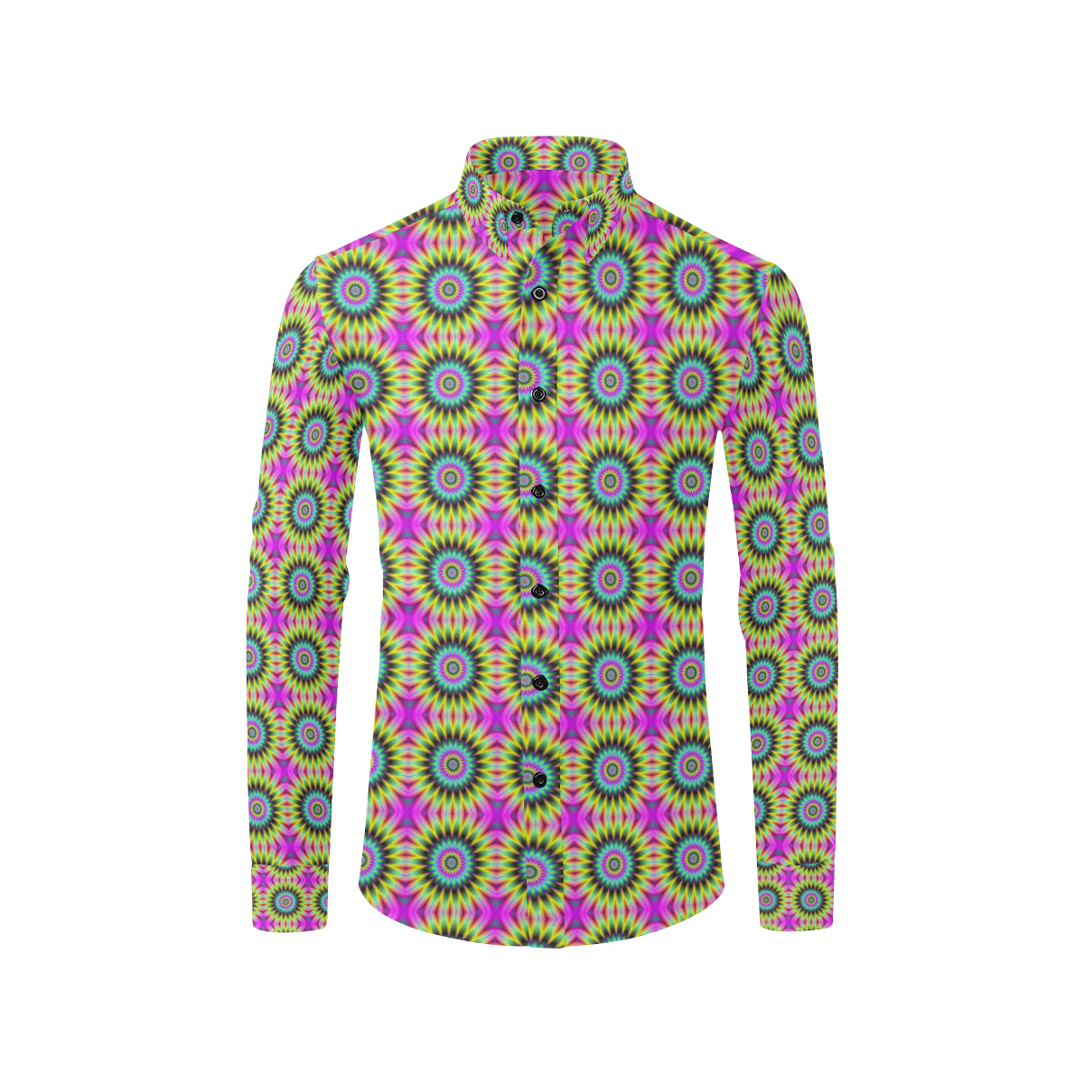 Optical illusion Flower Rainbow Style Men's Long Sleeve Shirt