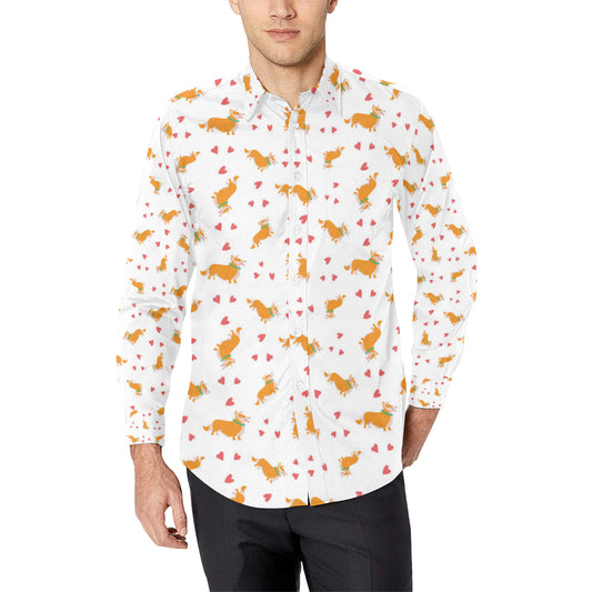 Cardigan Welsh Corgis Pattern Print Design 04 Men's Long Sleeve Shirt