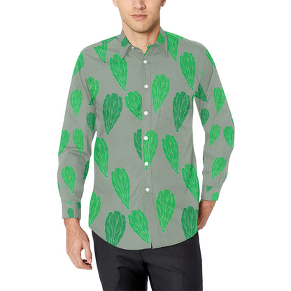 Lettuce Pattern Print Design 02 Men's Long Sleeve Shirt
