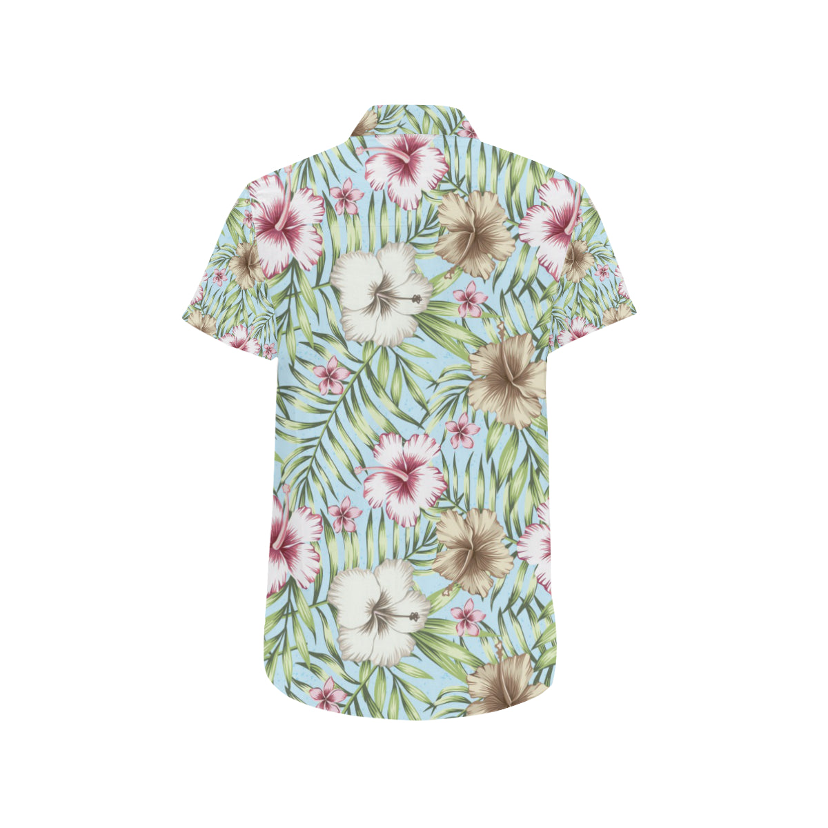 Tropical Flower Pattern Print Design TF05 Men's Short Sleeve Button Up Shirt