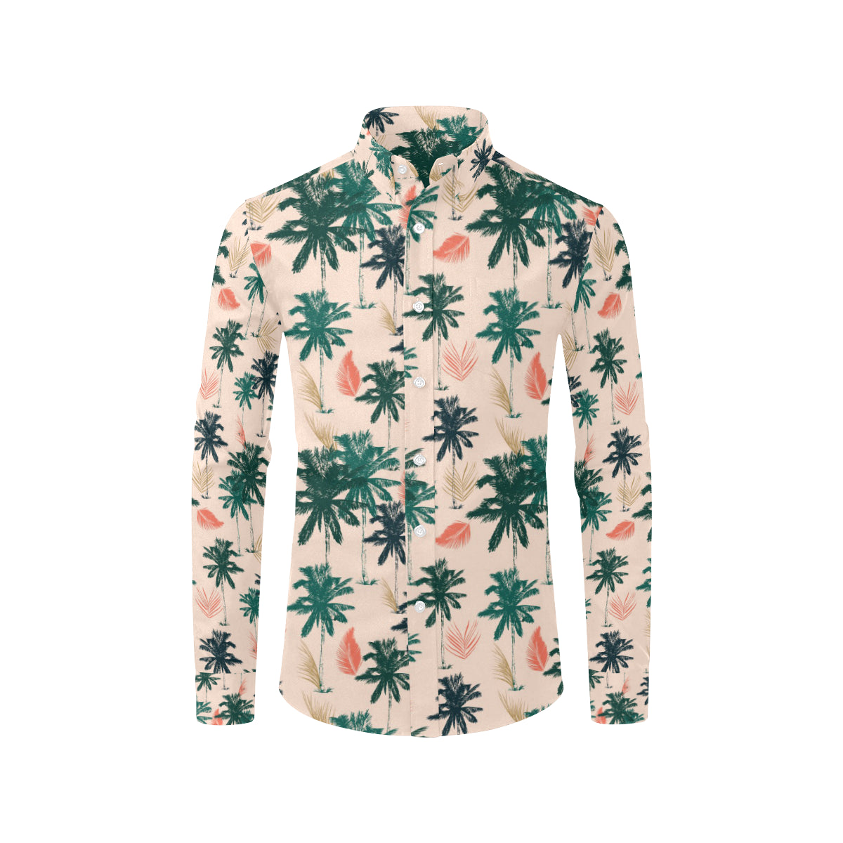 Palm Tree Pattern Print Design PT014 Men's Long Sleeve Shirt