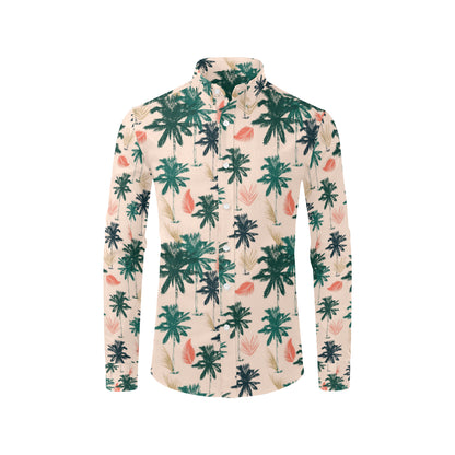 Palm Tree Pattern Print Design PT014 Men's Long Sleeve Shirt