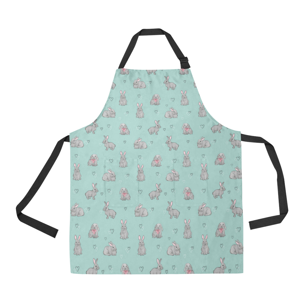 Bunny Pattern Print Design 02 Apron with Pocket