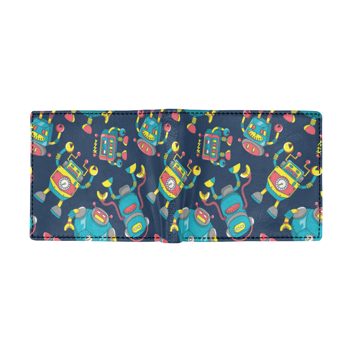 Robot Pattern Print Design A05 Men's ID Card Wallet