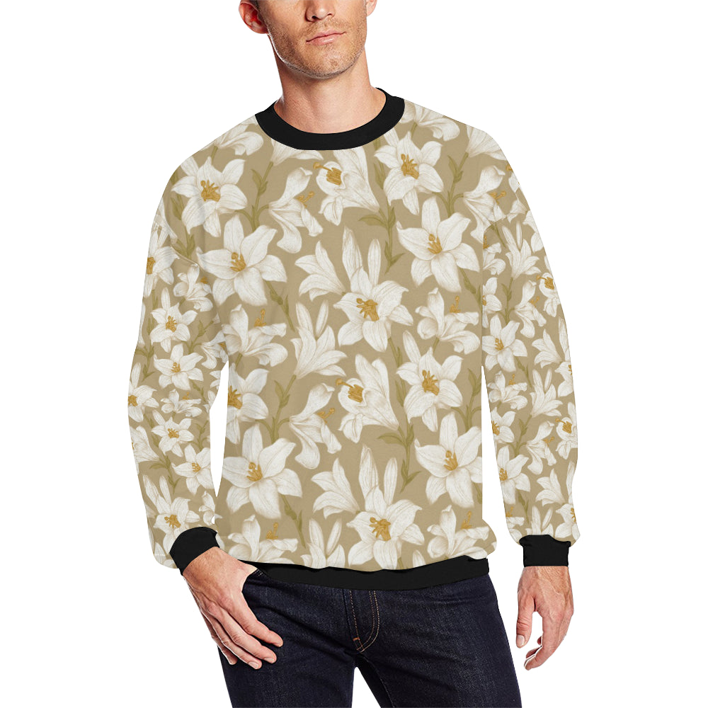 Lily Pattern Print Design LY07 Men Long Sleeve Sweatshirt