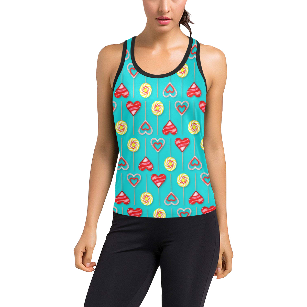 Lollipop Pattern Print Design LL06 Women's Racerback Tank Top