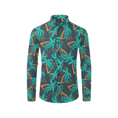 Palm Tree Pattern Print Design PT01 Men's Long Sleeve Shirt