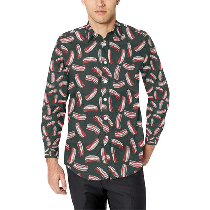 Bacon Pattern Print Design 02 Men's Long Sleeve Shirt