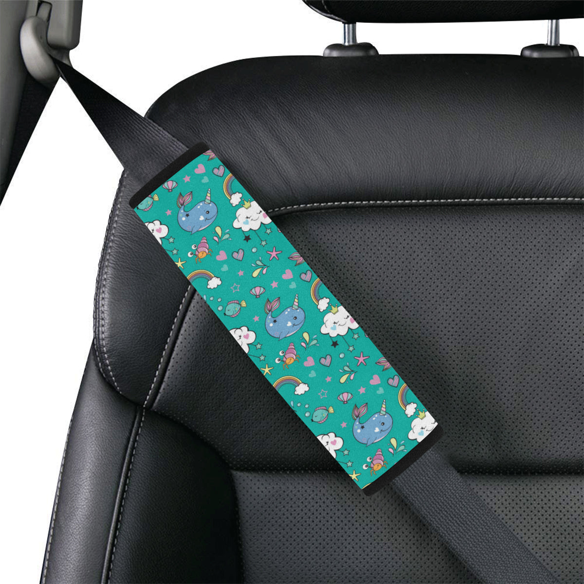 Narwhal Pattern Print Design 04 Car Seat Belt Cover