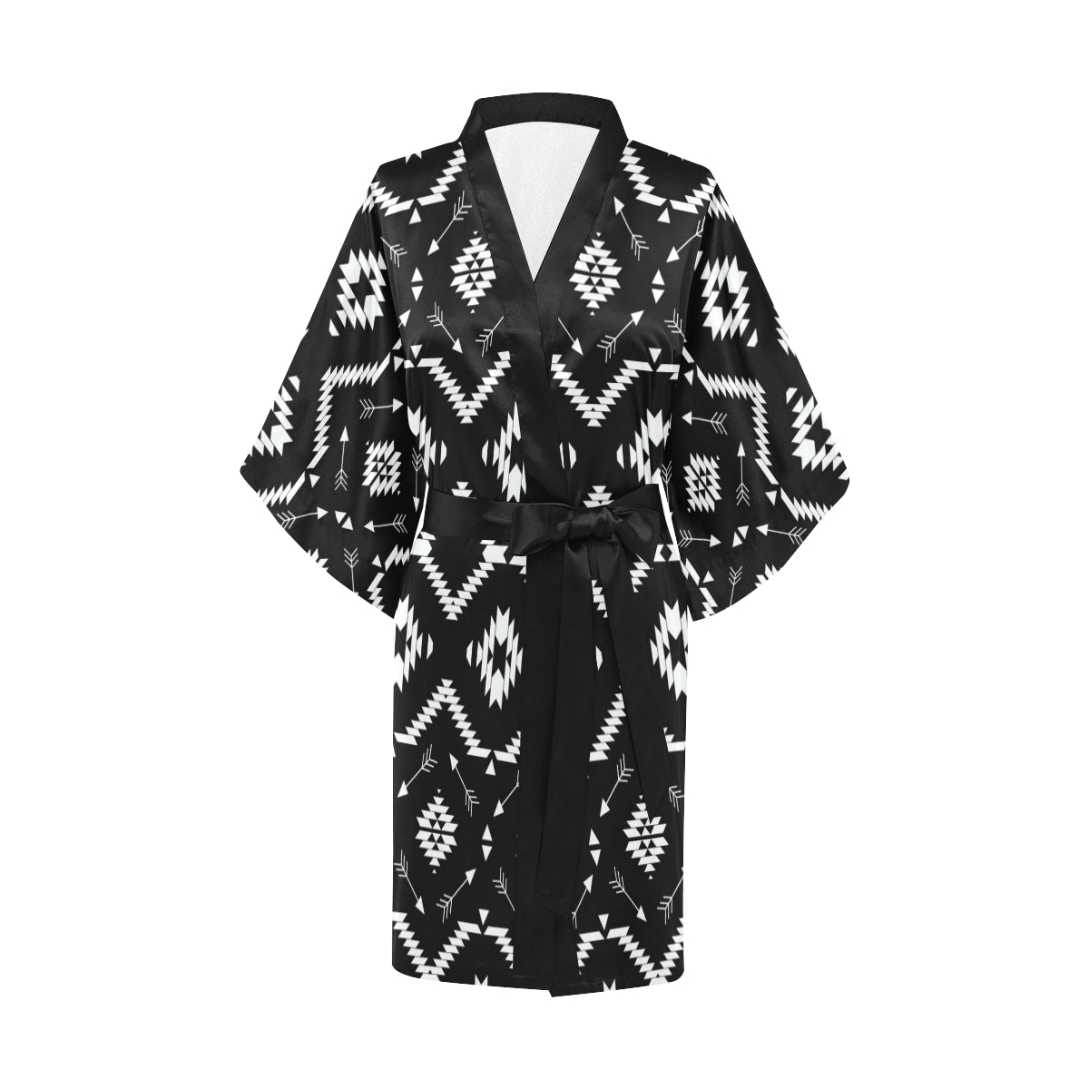 Native Pattern Print Design A04 Women's Short Kimono