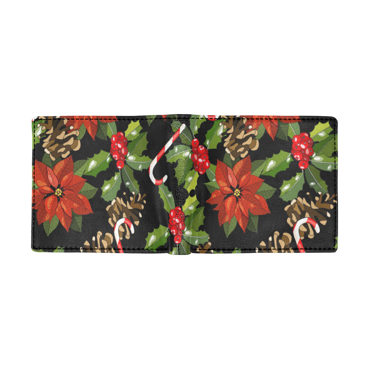Poinsettia Pattern Print Design POT01 Men's ID Card Wallet