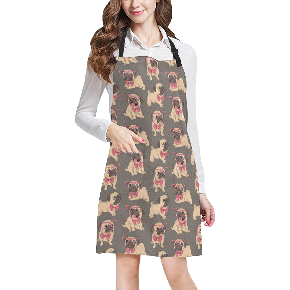 Pug Pattern Print Design A05 Apron with Pocket