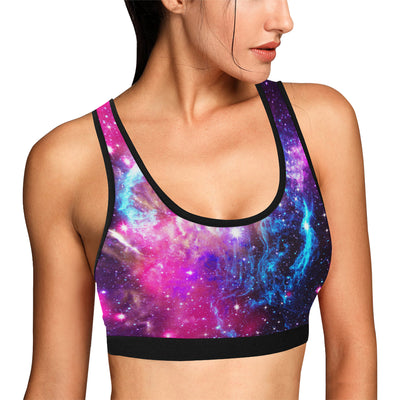 Galaxy Night Purple Space Print Sports Bra