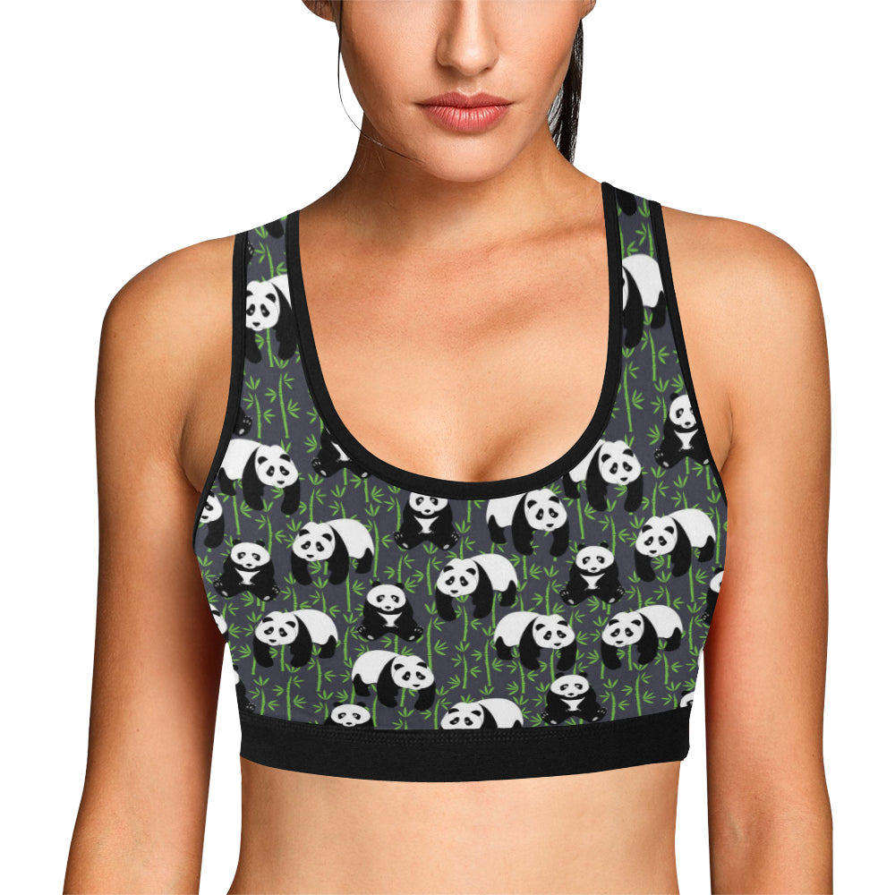 Panda Bear Bamboo Themed Print Sports Bra