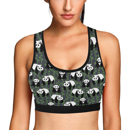 Panda Bear Bamboo Themed Print Sports Bra