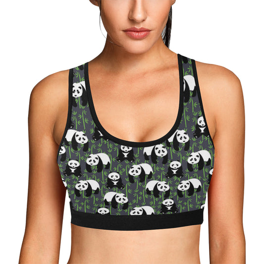 Panda Bear Bamboo Themed Print Sports Bra