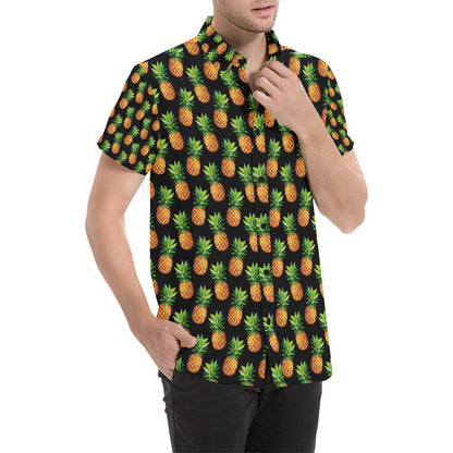 Pineapple Cute Print Design Pattern Men's Short Sleeve Button Up Shirt