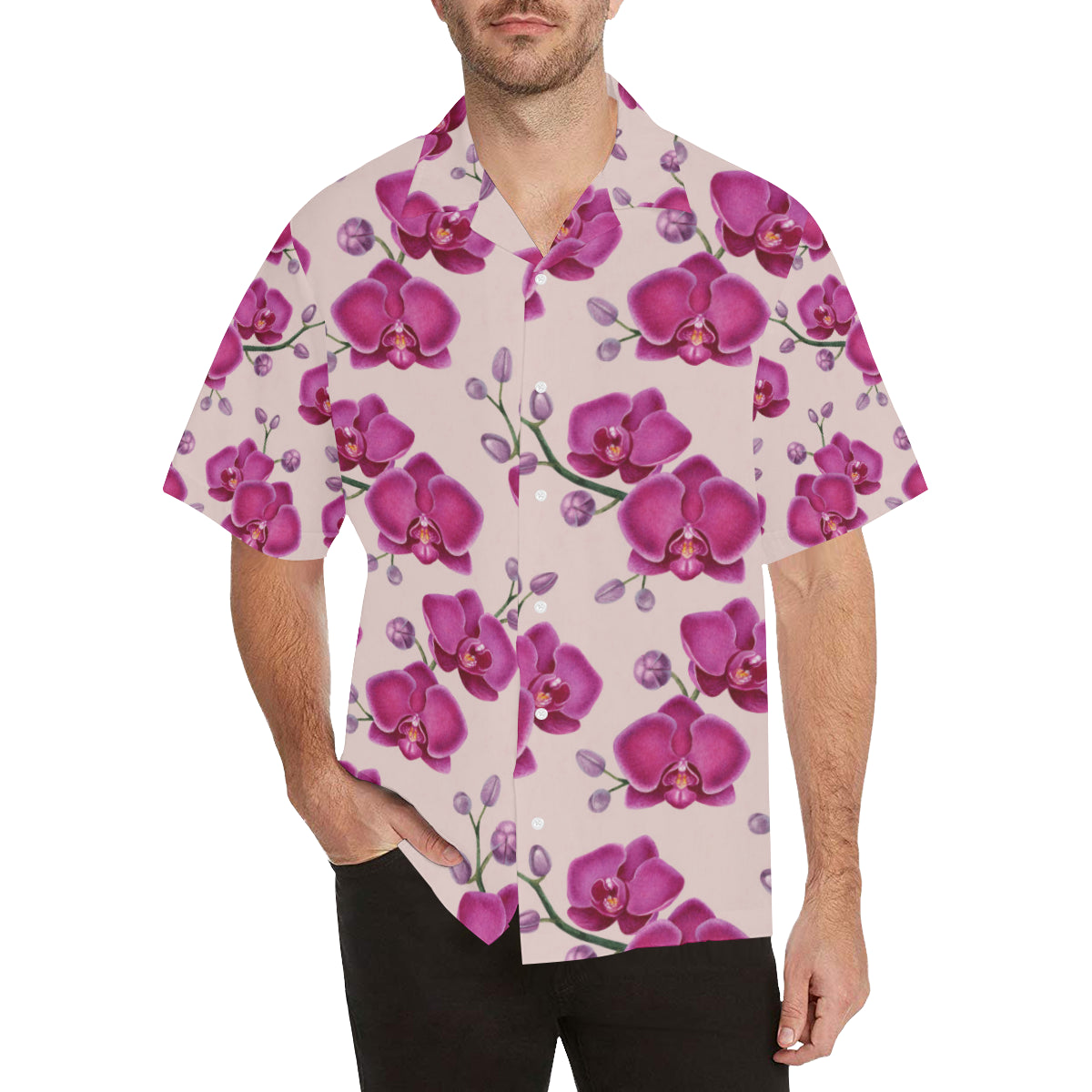 Orchid Pattern Print Design A02 Men's Hawaiian Shirt