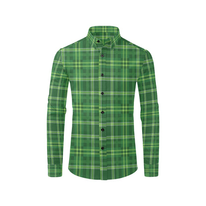 Irish Plaid Pattern Print Design 02 Men's Long Sleeve Shirt