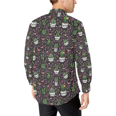 Cactus Pattern Print Design 03 Men's Long Sleeve Shirt