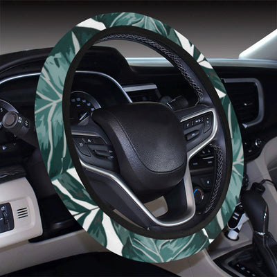 Tropical Palm Leaves Pattern Steering Wheel Cover with Elastic Edge