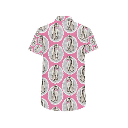Rabbit Pattern Print Design RB019 Men's Short Sleeve Button Up Shirt