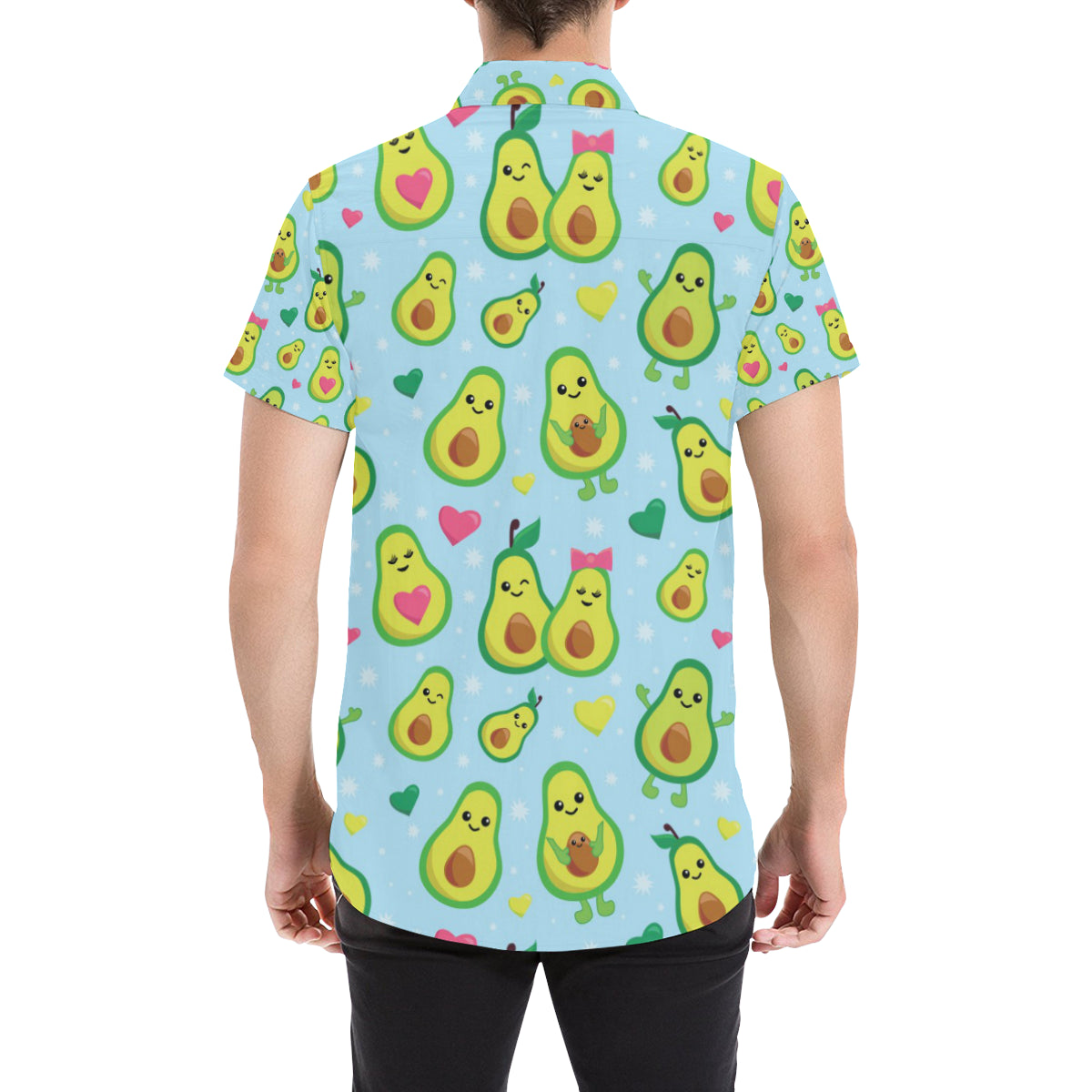 Avocado Pattern Print Design AC09 Men's Short Sleeve Button Up Shirt
