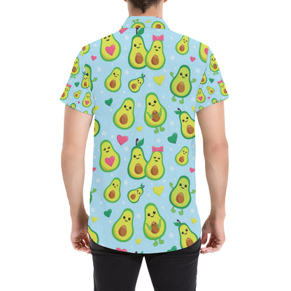 Avocado Pattern Print Design AC09 Men's Short Sleeve Button Up Shirt