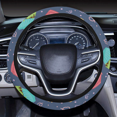 Cupcake Pattern Print Design 02 Steering Wheel Cover with Elastic Edge