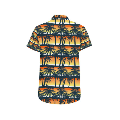 Palm Tree Pattern Print Design PT011 Men's Short Sleeve Button Up Shirt