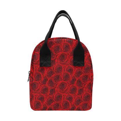 Rose Red Pattern Print Design RO04 Insulated Lunch Bag