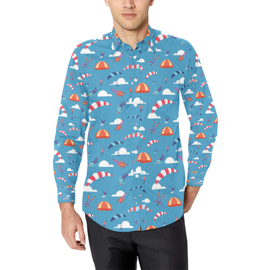Skydiving Pattern Print Design 03 Men's Long Sleeve Shirt
