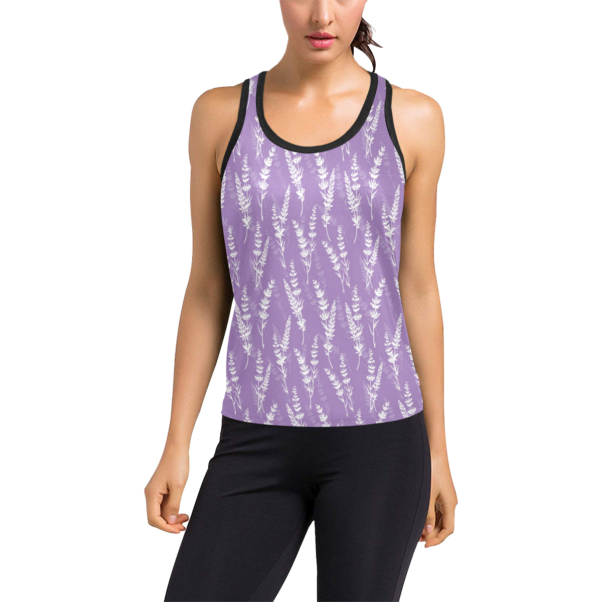 Lavender Pattern Print Design LV08 Women's Racerback Tank Top