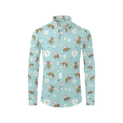 Bee Pattern Print Design BEE010 Men's Long Sleeve Shirt