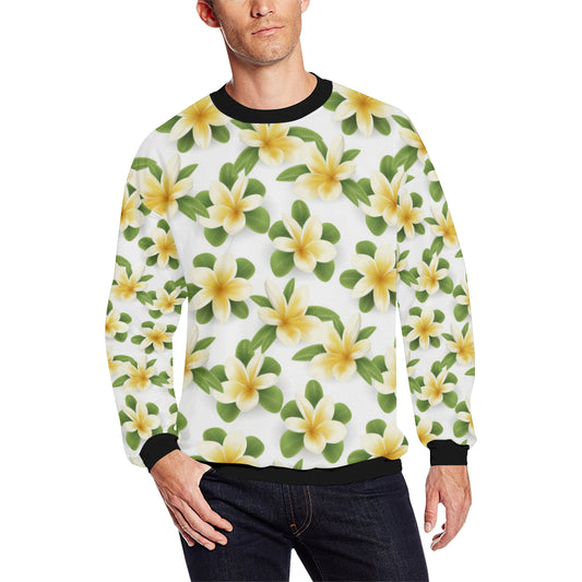Yellow Plumeria Pattern Print Design PM012 Men Long Sleeve Sweatshirt