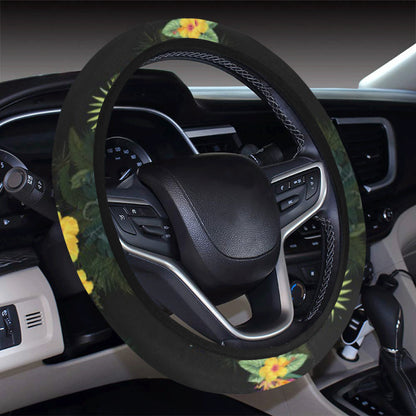 Pineapple Tropical Flower Print Pattern Steering Wheel Cover with Elastic Edge