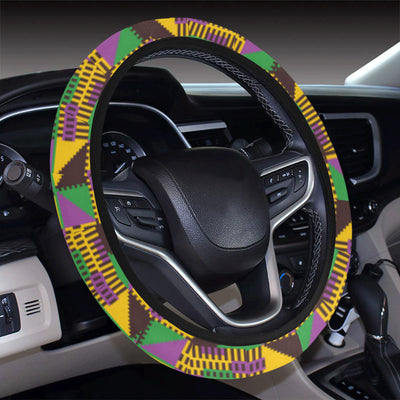 Kente Triangle Design African Print Steering Wheel Cover with Elastic Edge