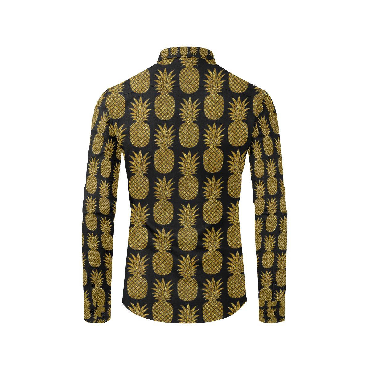 Gold Pineapple Pattern Print Design PP011 Men's Long Sleeve Shirt