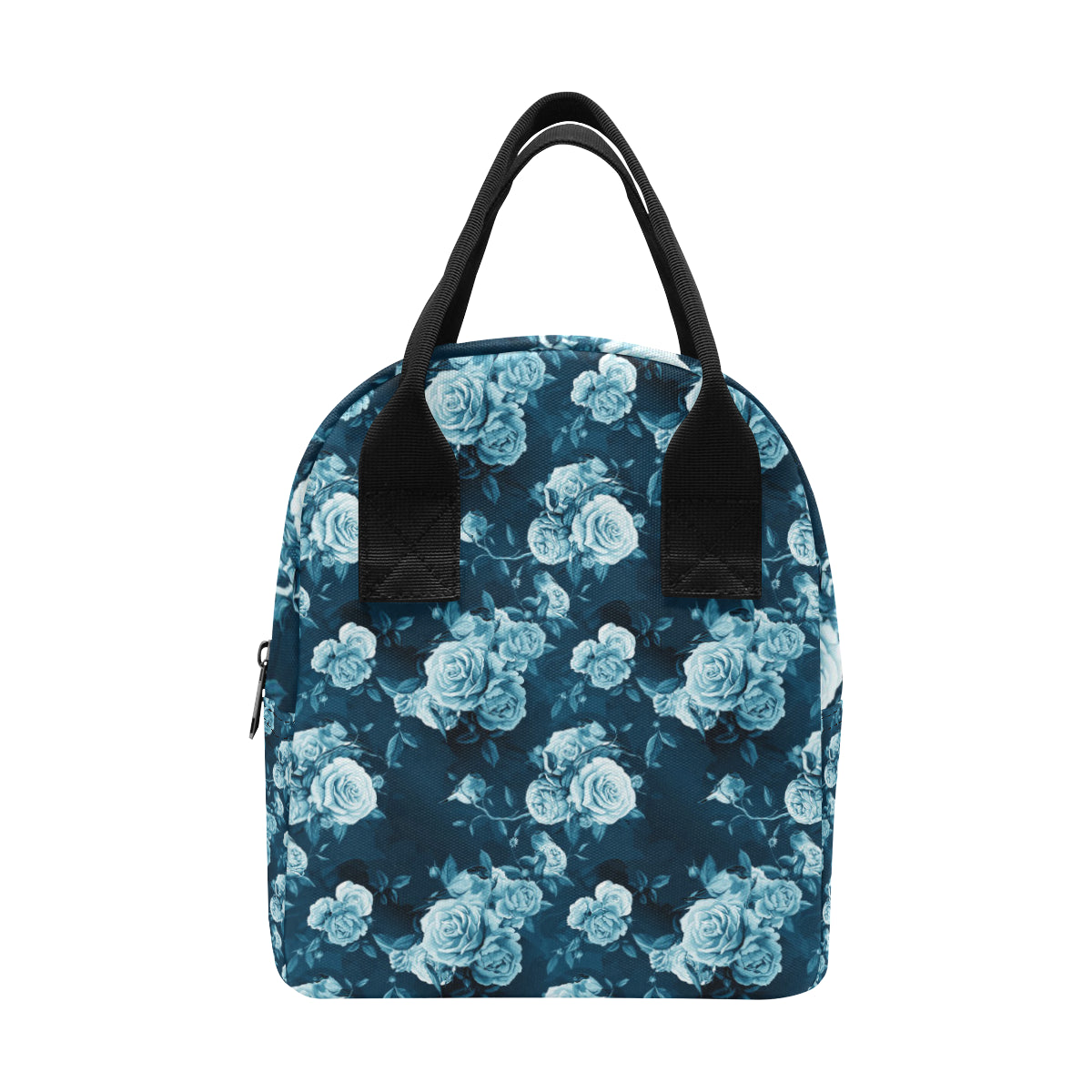 Rose Blue Pattern Print Design RO014 Insulated Lunch Bag