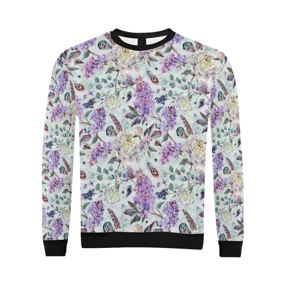 Lilac Pattern Print Design LI06 Men Long Sleeve Sweatshirt