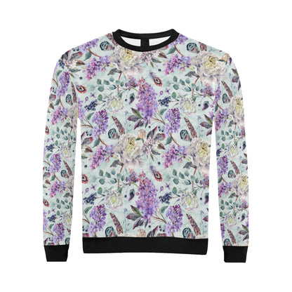 Lilac Pattern Print Design LI06 Men Long Sleeve Sweatshirt