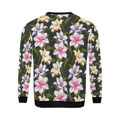 Lily Pattern Print Design LY01 Men Long Sleeve Sweatshirt