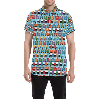 Nutcracker Pattern Print Design A02 Men's Short Sleeve Button Up Shirt