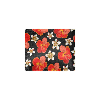 Red Hibiscus Pattern Print Design HB022 Men's ID Card Wallet