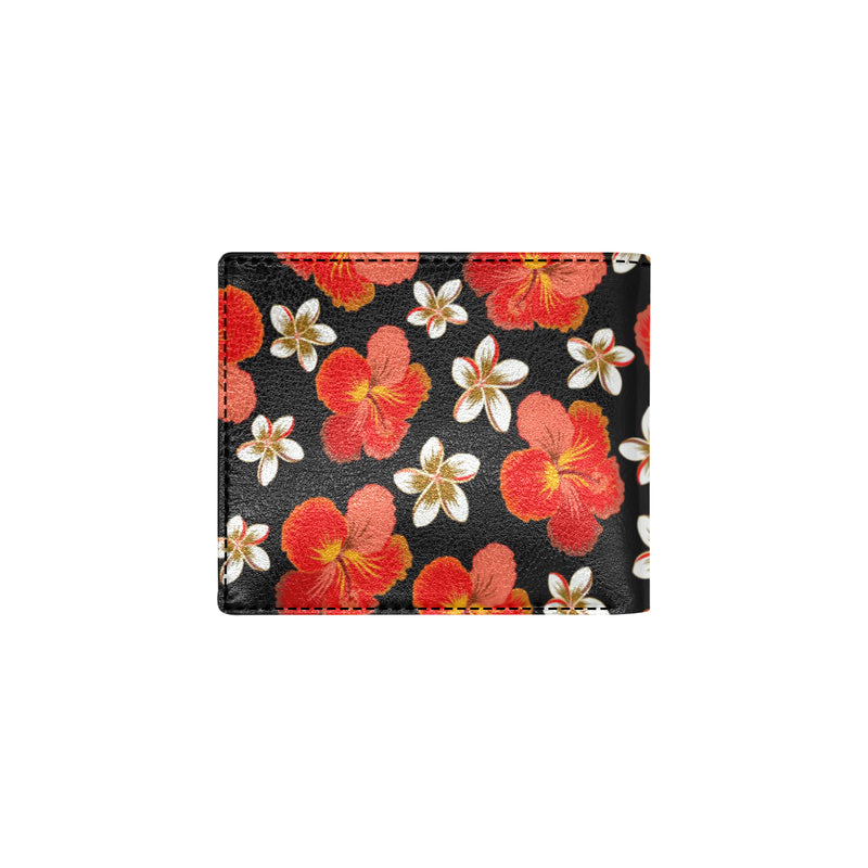 Red Hibiscus Pattern Print Design HB022 Men's ID Card Wallet