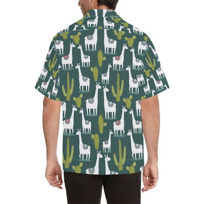 Llama Cactus Pattern Print Design 02 Men's Hawaiian Shirt