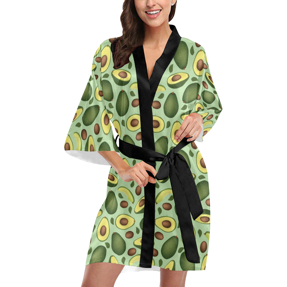 Avocado Pattern Print Design AC01 Women's Short Kimono